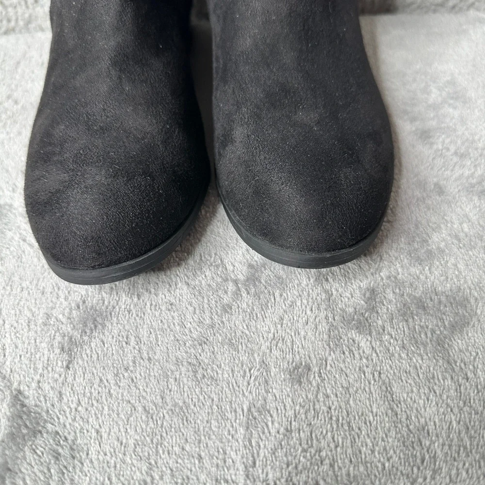 Kenneth‎ Cole Reaction WES Stretch Back Black Knee Boots Womens 6.5M Flat Zip